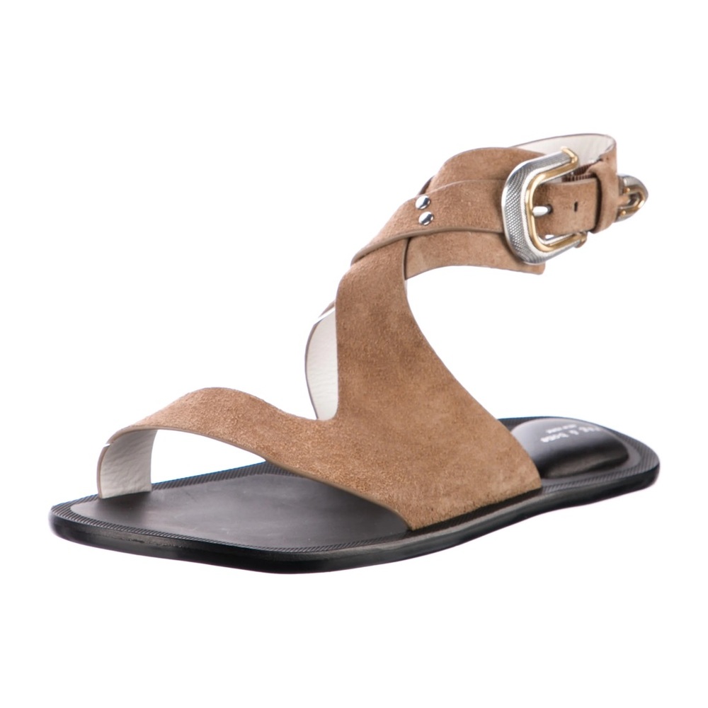 Rag & Bone Ventura Flat Sandal Suede Camel Tan Taupe NWOB